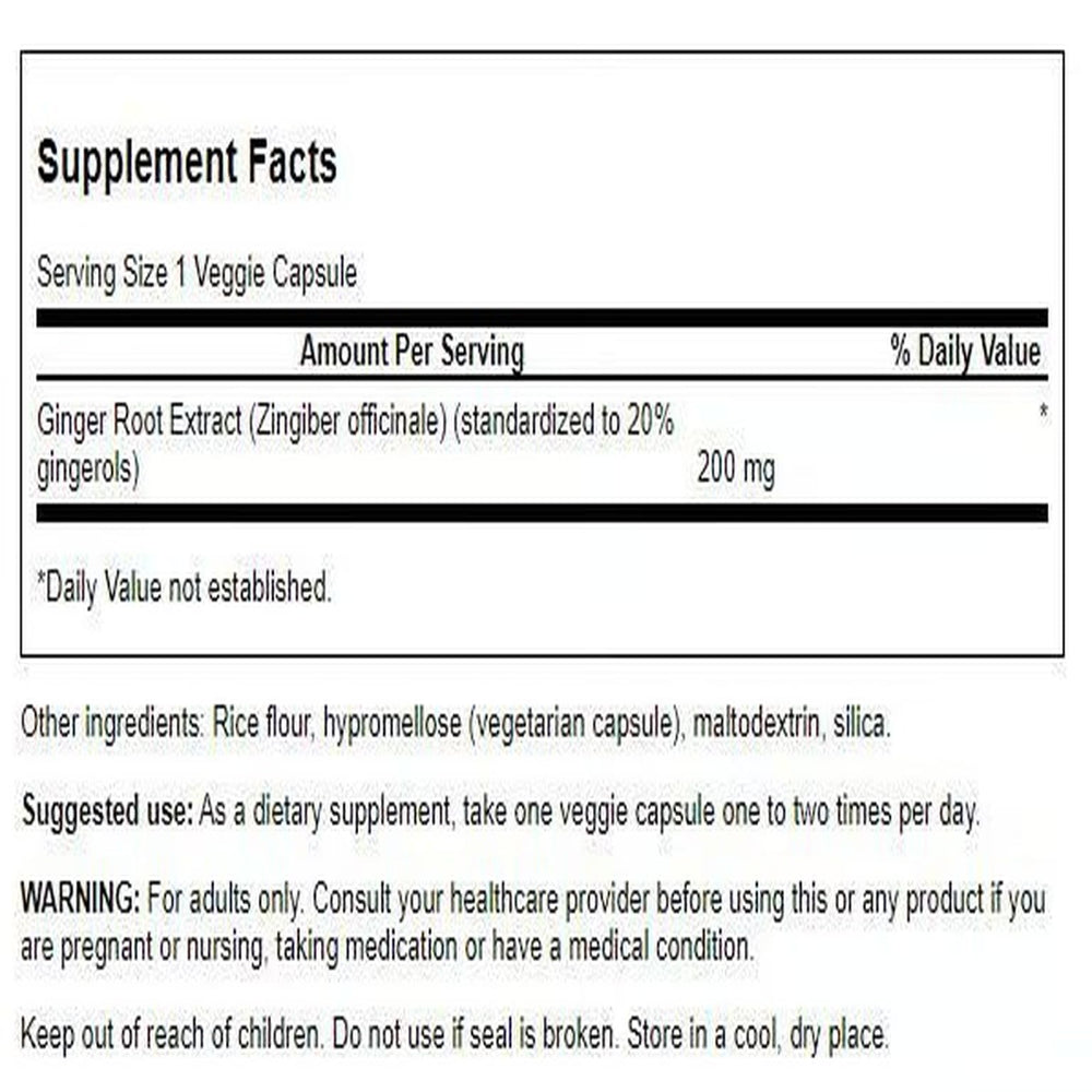Close-up of Swanson Ginger Root Extract capsules