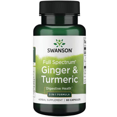 Swanson Full Spectrum Ginger & Turmeric 60 Capsules bottle front