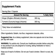 Close-up of Swanson Ginger & Turmeric bottle label
