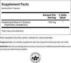 GOLDENSEAL Root 125 mg capsules - 100 count packaging