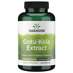 Bottle of Swanson Gotu Kola standardized 100 milligrams with 120 capsules