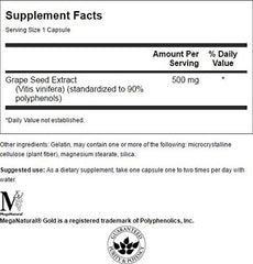 Swanson Grape Seed Extract 500mg label - 60 Caps
