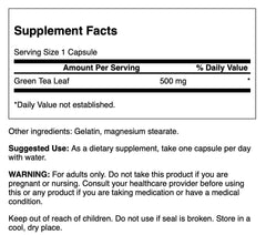 Swanson Green Tea 500 mg bottle – 30 capsules (image 2)