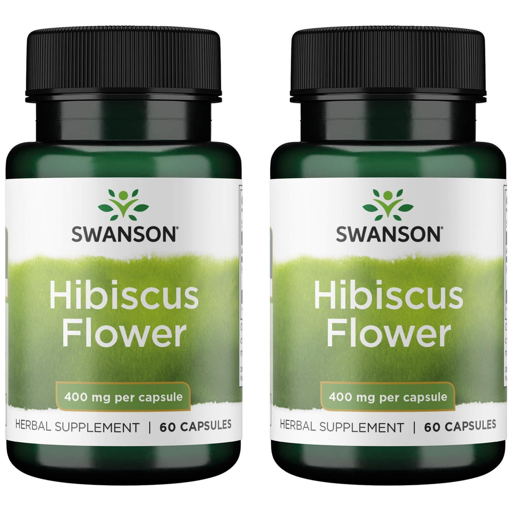 Swanson Hibiscus Flower Full-Spectrum 400mg bottle, 60 capsules, 2 pack