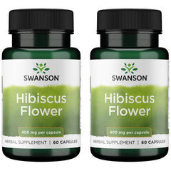 Swanson Hibiscus Flower Full-Spectrum 400mg bottle, 60 capsules, 2 pack