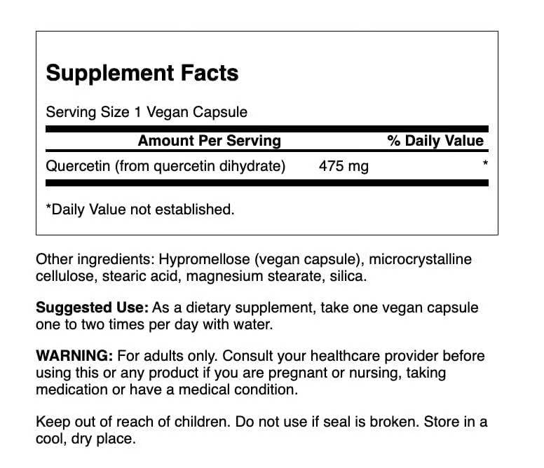 Swanson High Potency Quercetin bottle with label