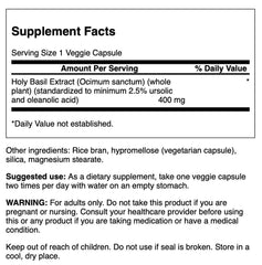 Swanson Holy Basil Tulsi Extract bottle close-up - 60 vegetarian capsules