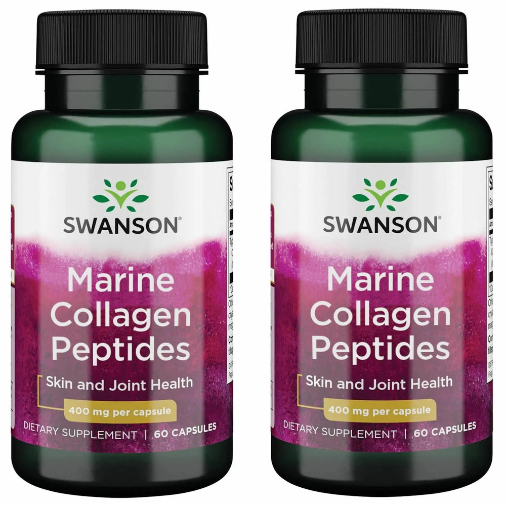 Bottle of Swanson Hydrolyzed Fish Collagen Type I 400 mg 60 capsules 2-pack