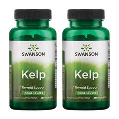Swanson Kelp bottle with 2-pack, 250 tablets, 225 mcg iodine per tablet for thyroid support