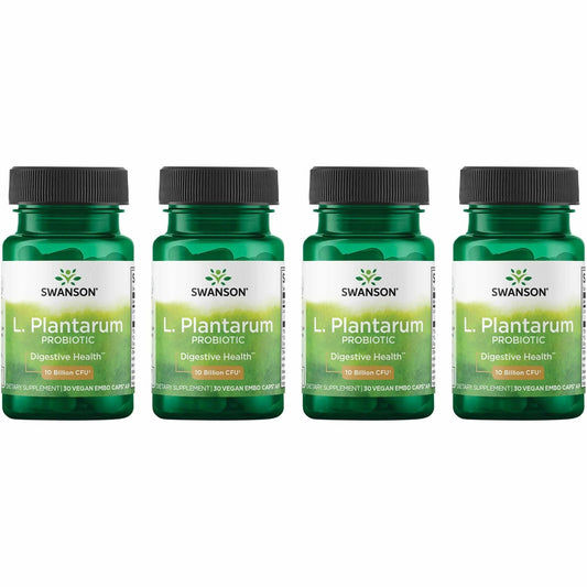 Hero image: Swanson L. Plantarum digestive probiotic 4-pack bottles