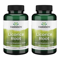 Swanson Licorice Root 450 mg 100 Caps (2 Pack) bottle - front view