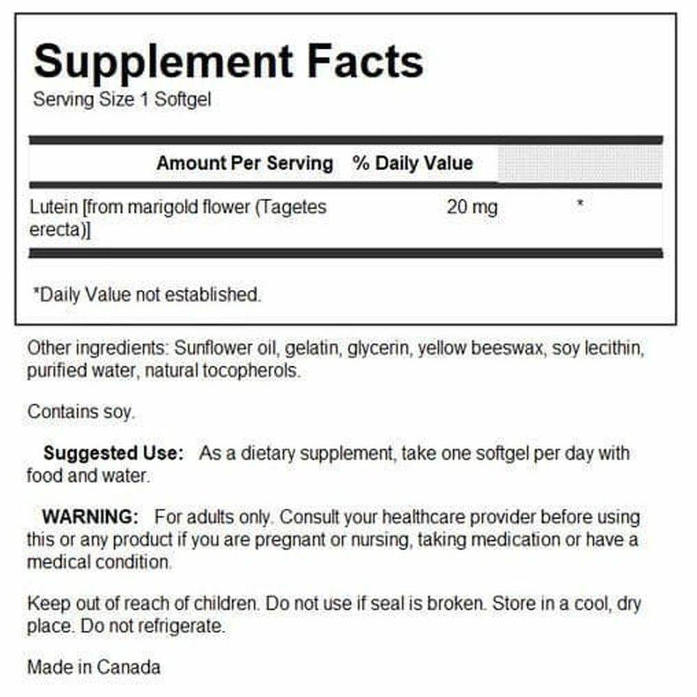 Swanson Lutein 20 mg 60 Sgels packaging image