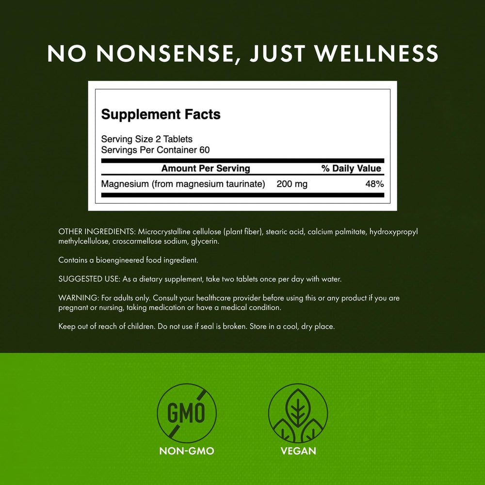 Close-up of Swanson Magnesium Taurate tablets