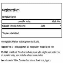 Swanson Maqui Berry 400 mg bottle and packaging
