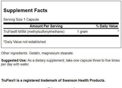 Swanson MSM 1,000 mg 120 capsules bottle back label