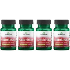 Front view of Swanson Nattokinase 2000 FU 100 mg 30 capsules in a 4-pack