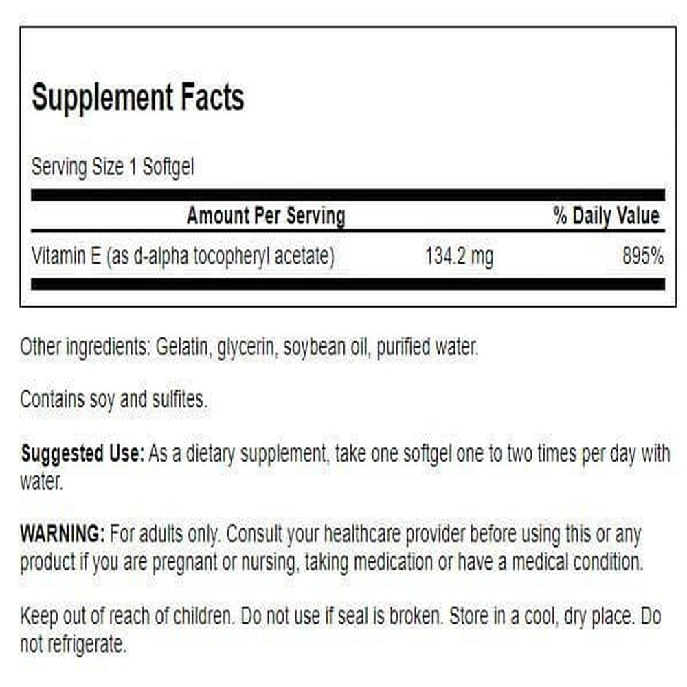 Swanson Vitamin E 200 IU softgels close-up