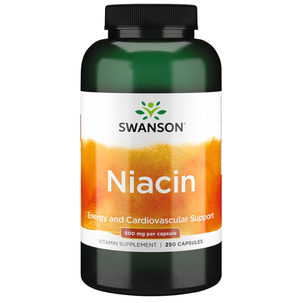 Bottle label: Swanson Niacin (B3) 500 mg Cardio Health Support, 250 capsules
