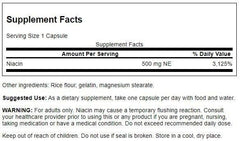 Close-up of Niacin (B3) 500 mg capsules for energy and cardio health