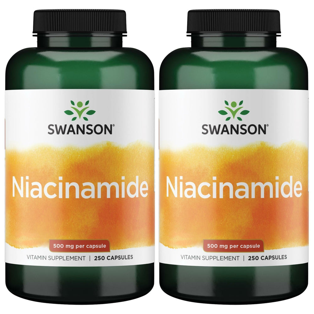 Front view of Swanson Niacinamide 500 mg 250 Caps bottle (2 Pack)