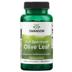 Bottle of Swanson Full Spectrum Olive Leaf 400 mg, 60 capsules