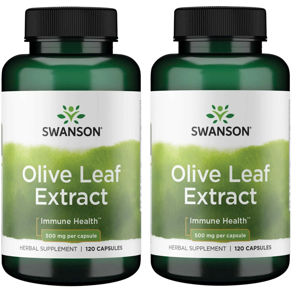 Swanson Olive Leaf Extract Capsules with 20% oleuropein – 2 bottles, 120 capsules per bottle, 500 mg each