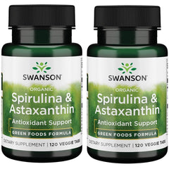 Swanson Organic Spirulina & Astaxanthin 120 Veg Tabs bottle front view