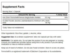 Close-up of Swanson Ox Bile label showing 90 mg standardized