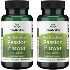 Swanson Full-Spectrum Passion Flower Stress Support 500 mg, 60 Capsules (2 Pack)