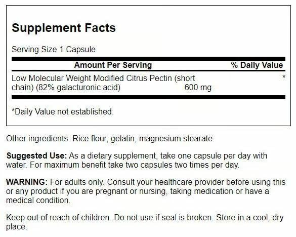 Close-up of Swanson PectiPure capsules showing 600 mg per capsule