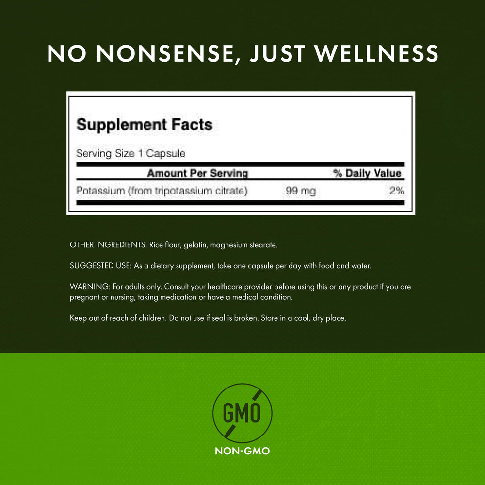 One capsule shows 99 mg of potassium citrate