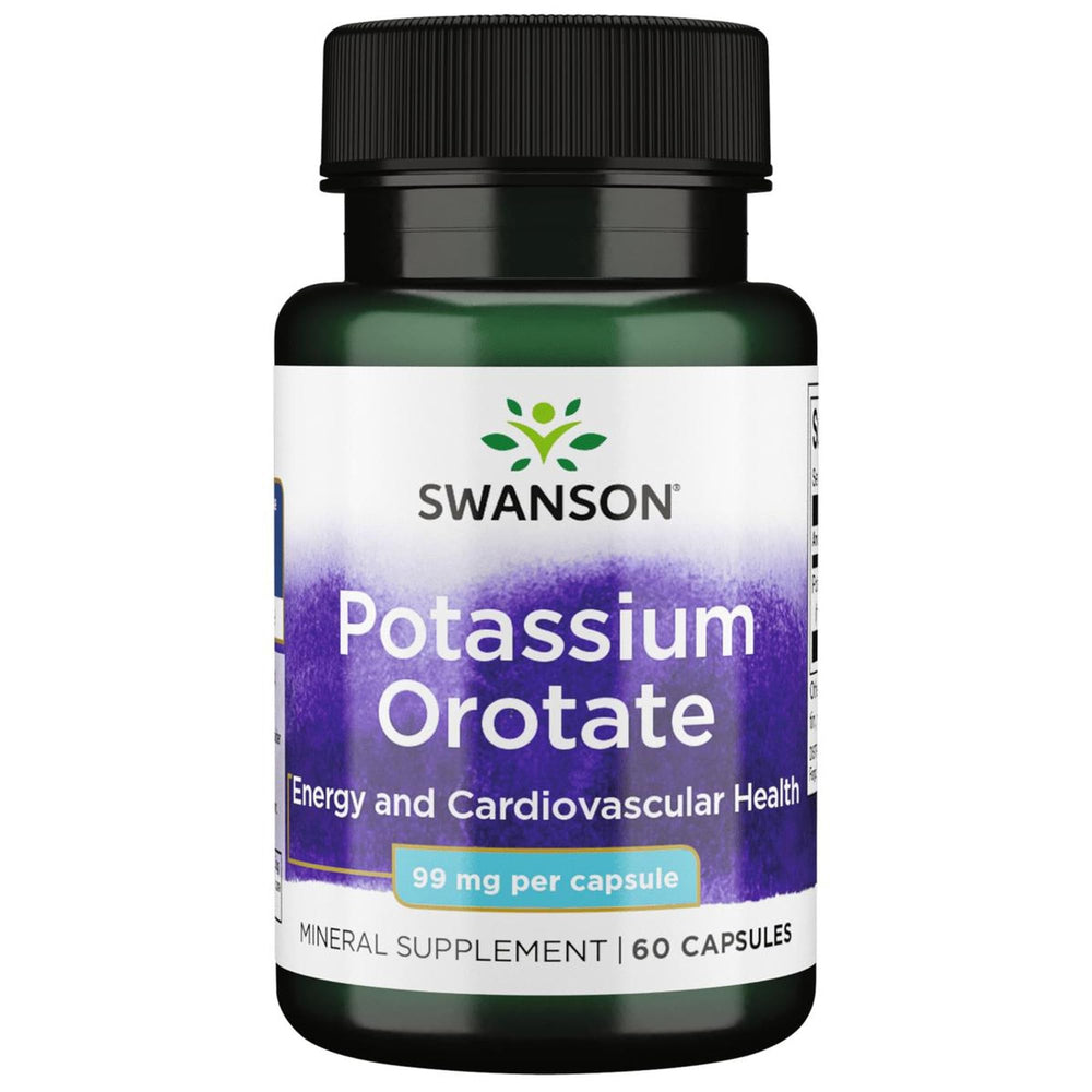 Swanson Potassium Orotate 99 mg bottle and capsules