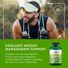 Graphic highlighting gut health benefits of prebiotic capsules