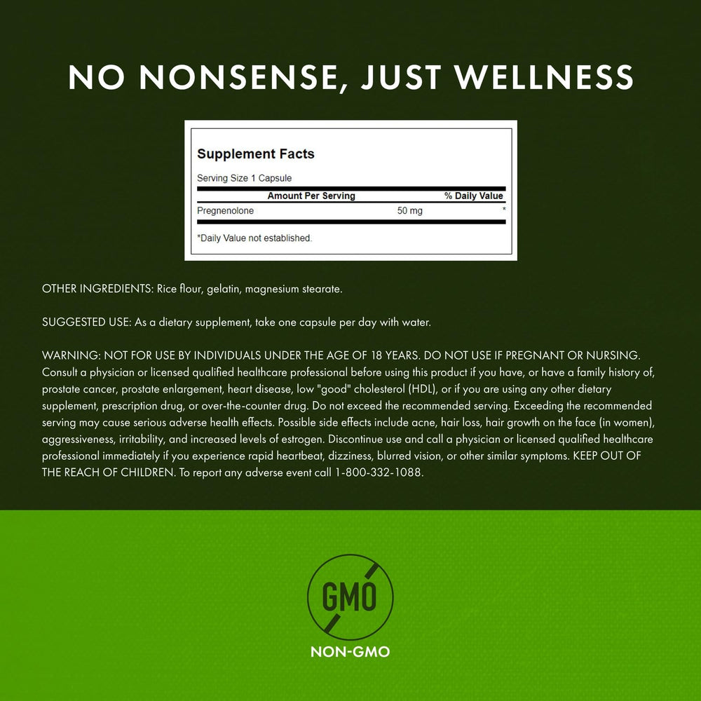 Swanson Pregnenolone 50 mg bottle - side view