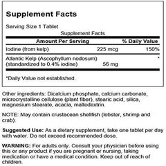 Kelp supplement showcasing iodine content and mineral-rich formula