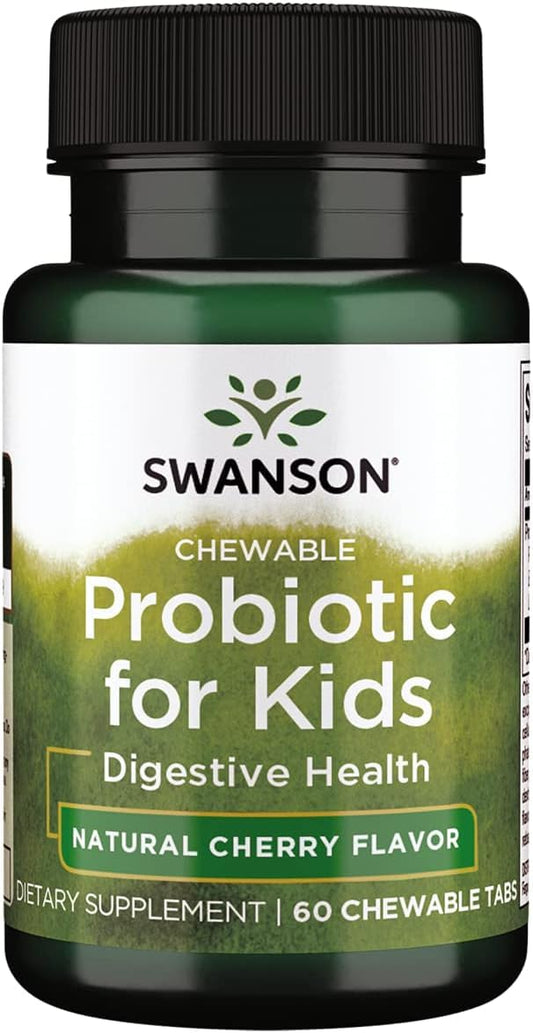 Swanson Probiotic Kids NAT Cherry 60 CHWBL bottle front view