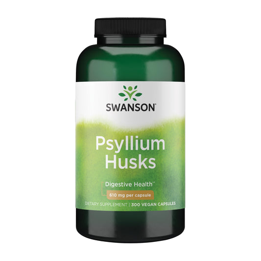Swanson Psyllium Husk dietary fiber supplement bottle, 610 mg per capsule