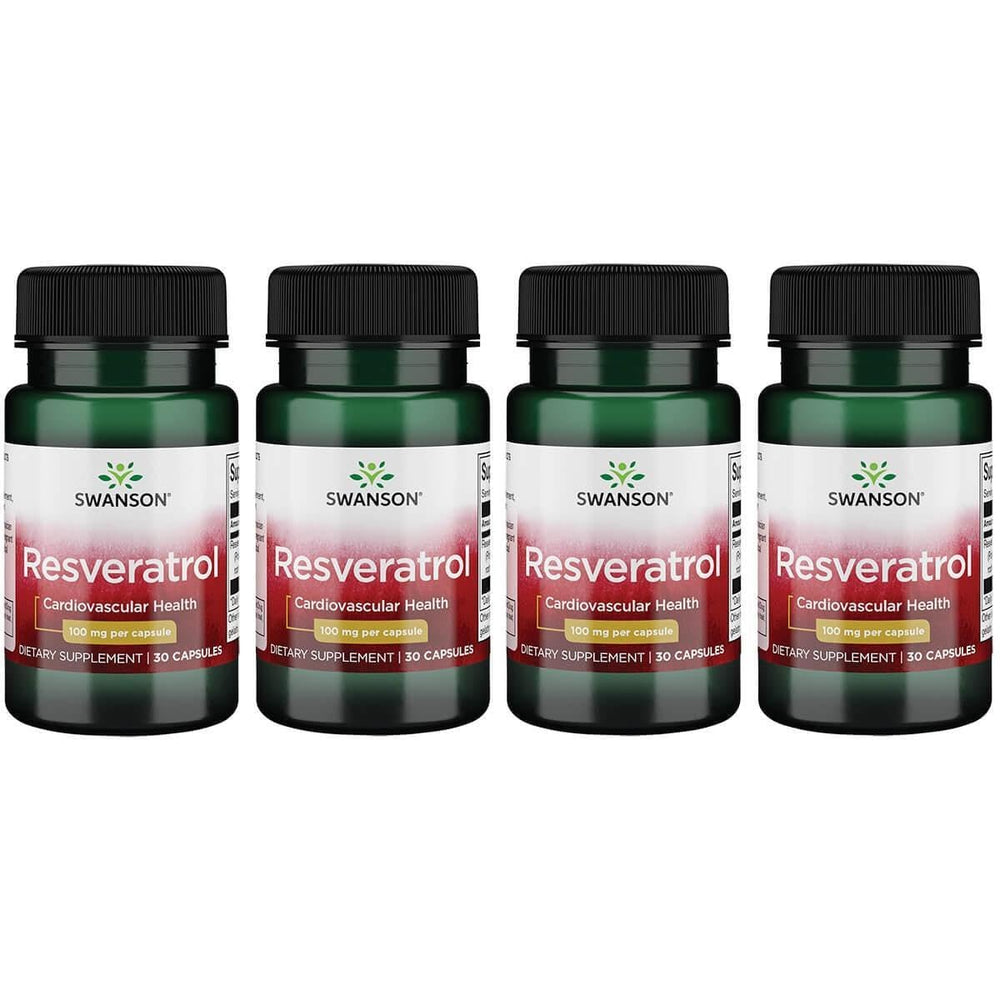Swanson Resveratrol 100, 4-pack bottle with 30 capsules per bottle