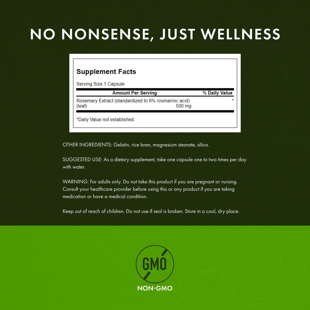 Pack shot of Swanson Rosemary Extract 500 mg 60 capsules