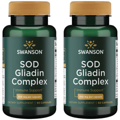Bottle of Swanson Sod Gliadin Complex 300 mg 60 Caps (2 Pack) front view