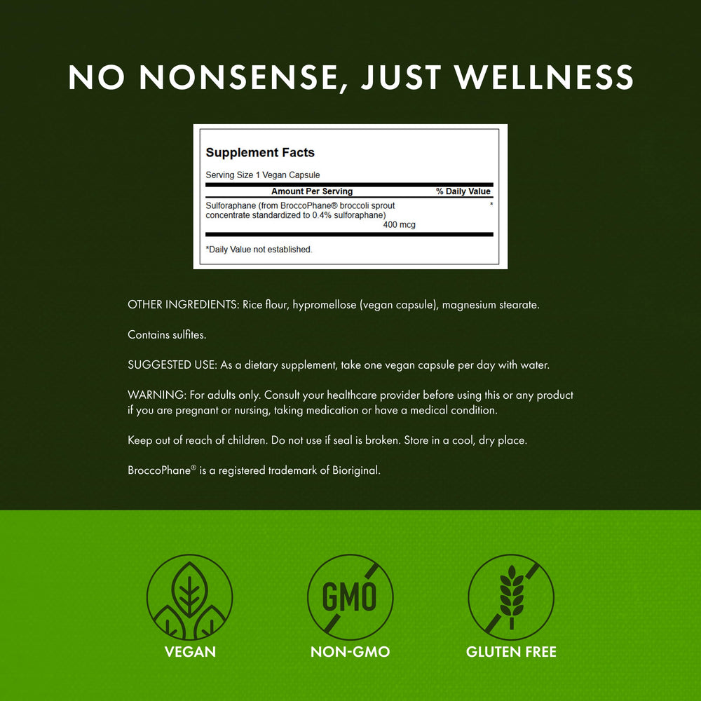 60 veggie capsules bottle of Swanson Sulforaphane
