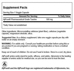Close-up of Swanson Taurine Ajipure 500 mg vegetarian capsules