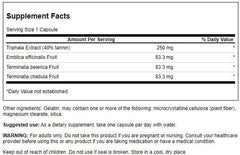Triphala Standardized 250 mg bottle label and capsules image 2