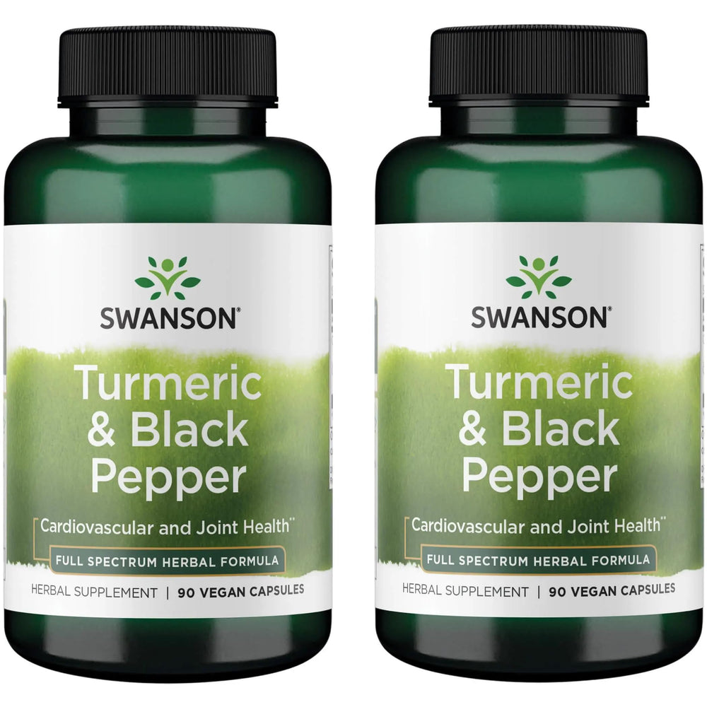 Swanson Turmeric & Black Pepper 90 Veg Caps bottle front view