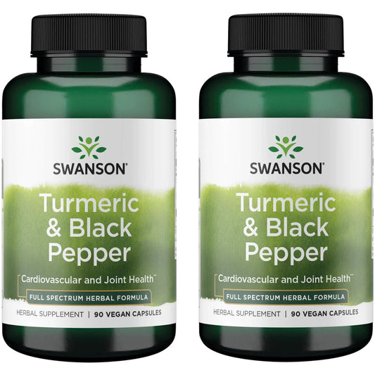 Swanson Turmeric & Black Pepper 90 Veg Caps bottle front view