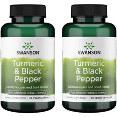 Swanson Turmeric & Black Pepper 90 Veg Caps bottle front view