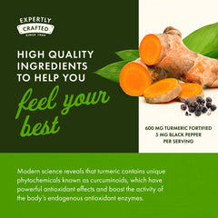 Ingredients panel for organic turmeric and black pepper