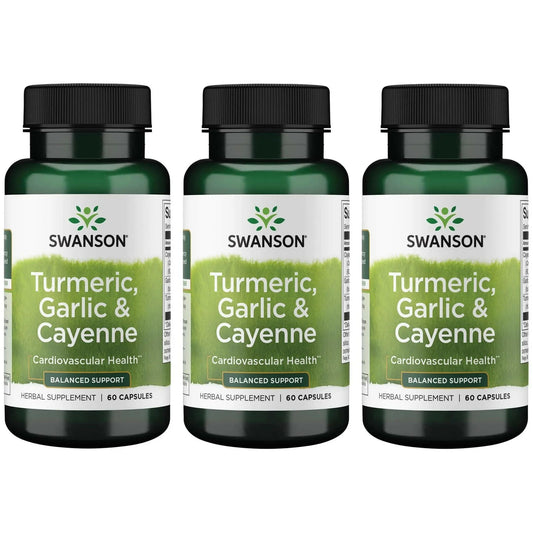 Bottle of Swanson Full Spectrum Turmeric Garlic & Cayenne 60 capsules