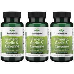 Bottle of Swanson Full Spectrum Turmeric Garlic & Cayenne 60 capsules