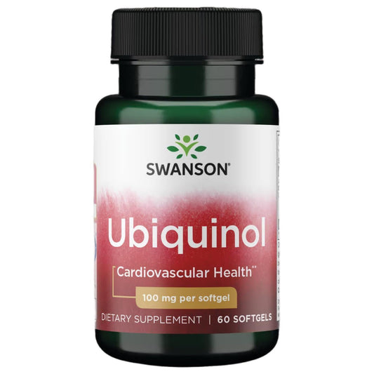 Bottle of Swanson Ubiquinol 100 mg softgels